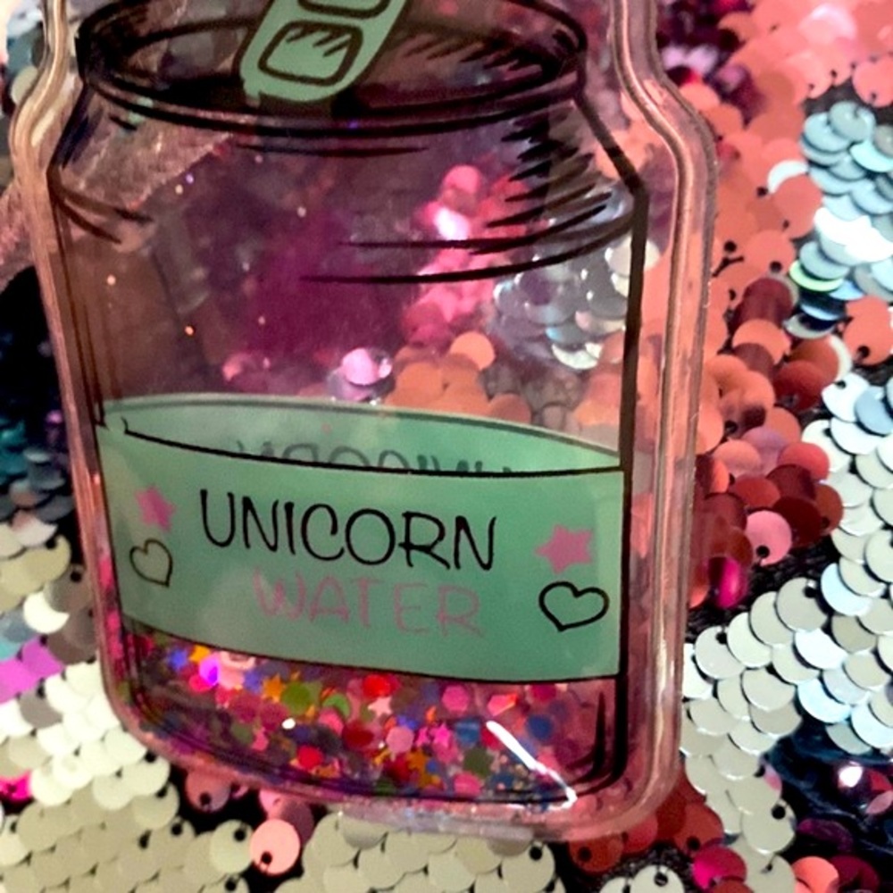 Unicorn water backpack with bright pink & teal sequins